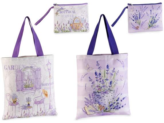 Lavender fabric bag and clutch bag set